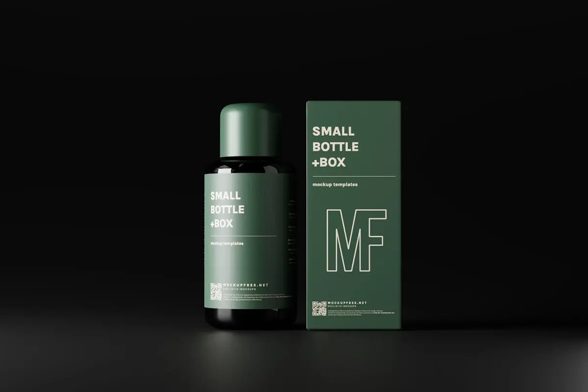 a bottle of mf snail bottle model next to a box Image