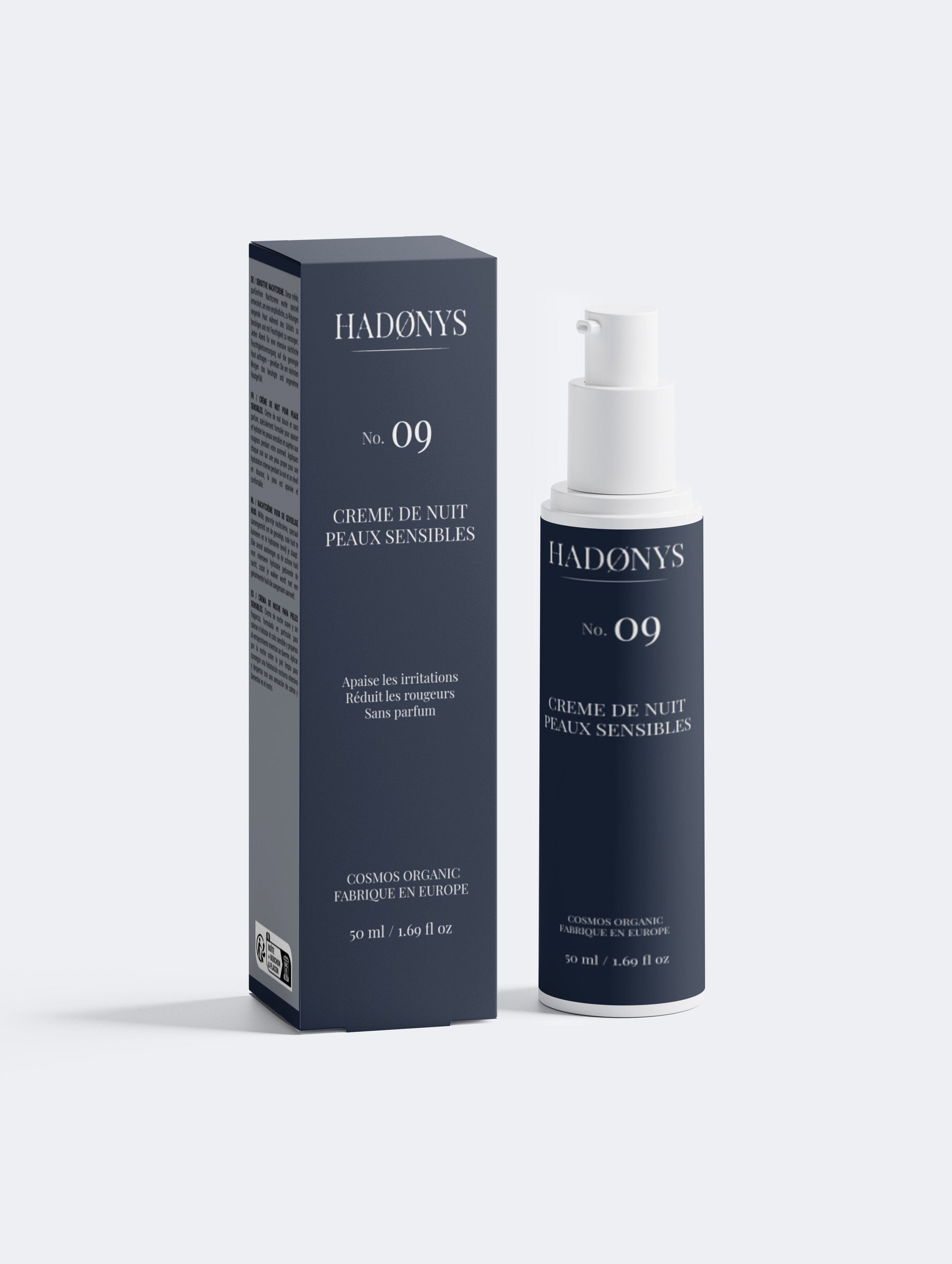 Crème de nuit pour peaux sensibles, sans parfum Hadonys